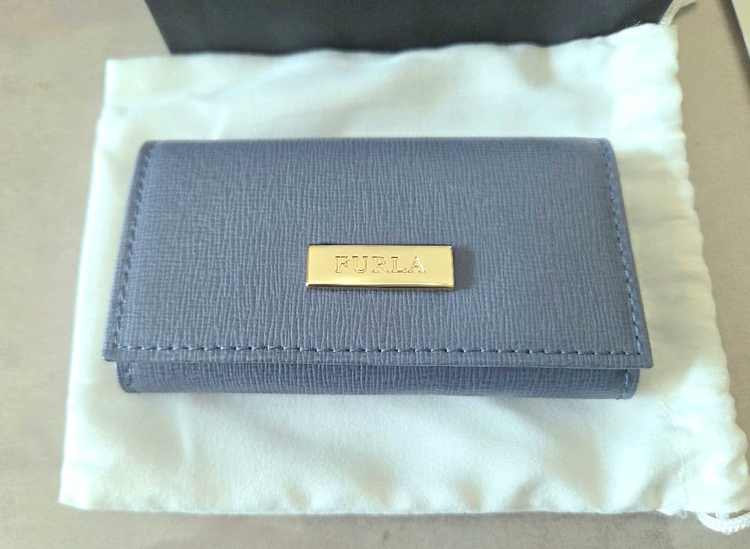 【美品】FURLA フルラ 6連 キーケース ブルー レザー
