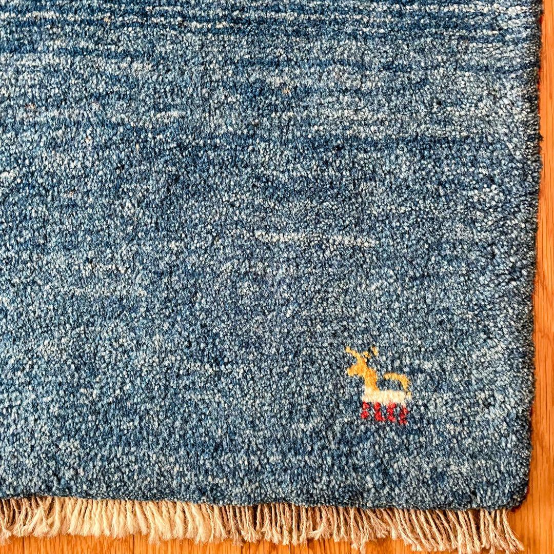 ギャッベ 本物 手織り ペルシャ絨毯 玄関マット サイズ 58×86cm