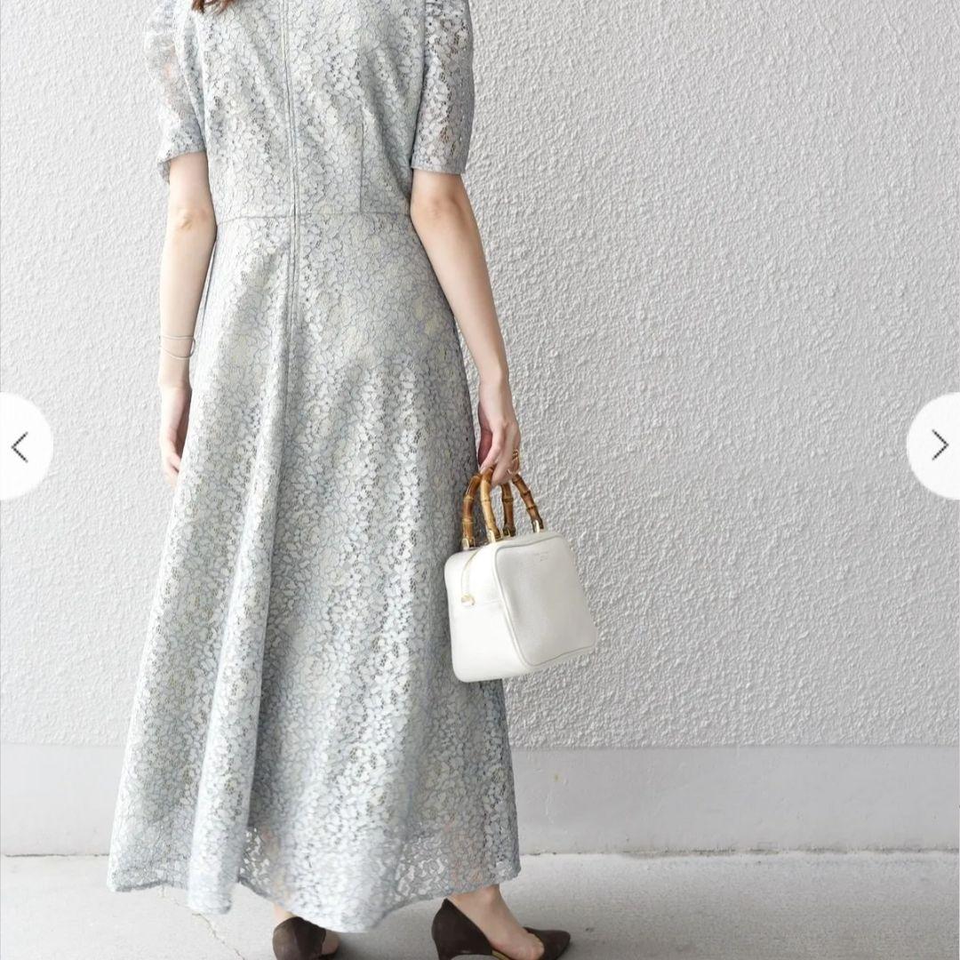 美品 SHIPS別注kaene コードレースワンピース ライトグリーン