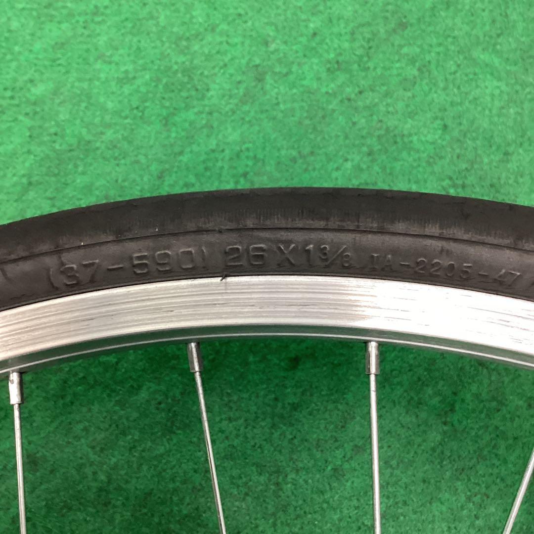 アルミホイール　26インチ　前輪　タイヤ付き　ハブダイナモ ミツバ　J2端子