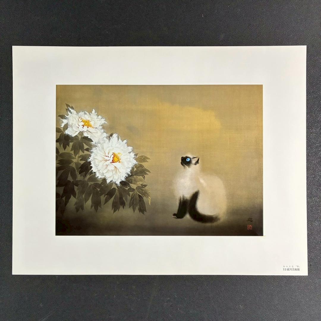 加山又造「猫」精密複製画 成川美術館 KOMATSU ART工房制作 額縁入り