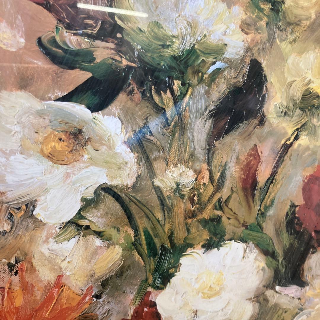 ヴィンテージ 名画 ダイフ 花 花瓶 海外 油絵 油彩画 木製 フレーム 額縁