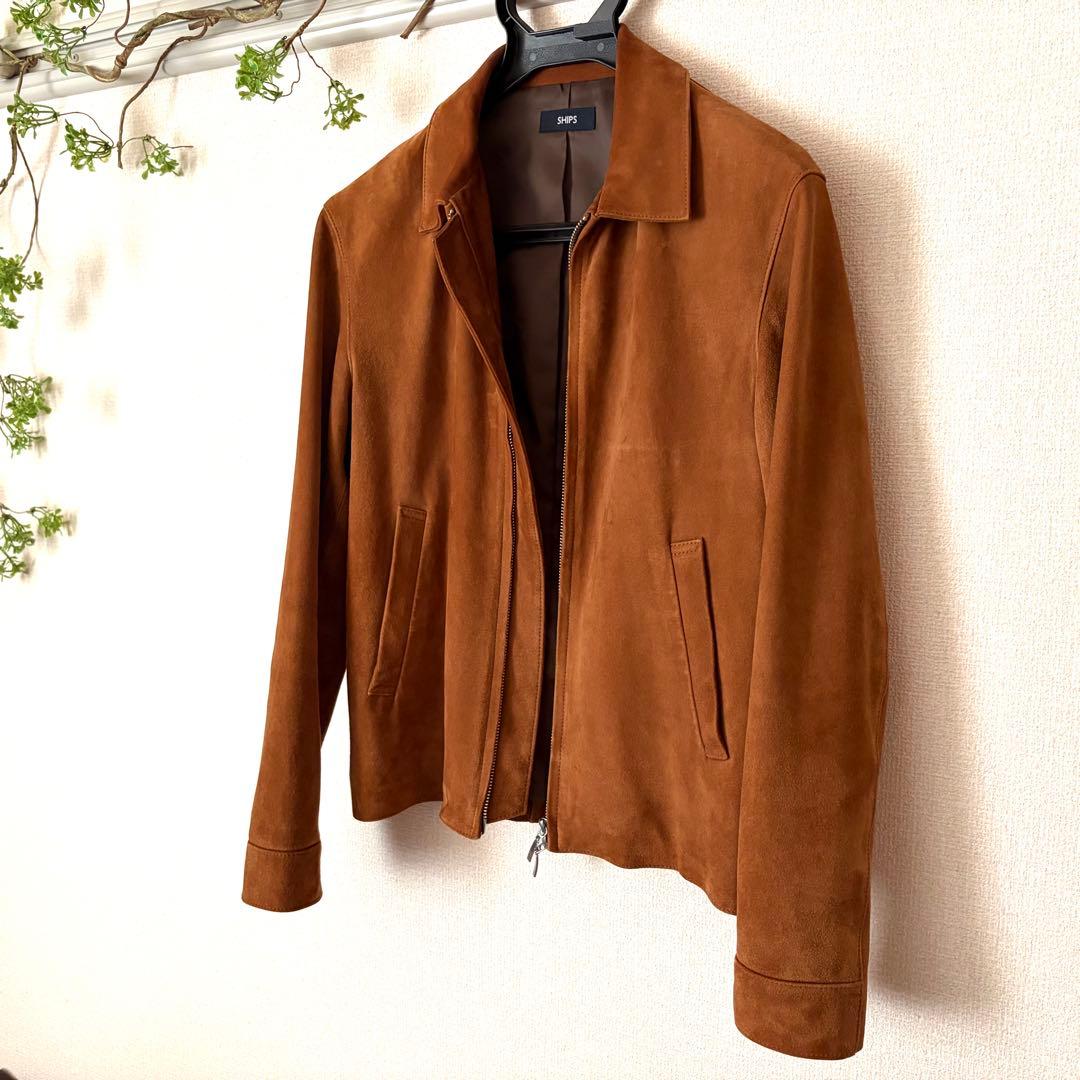 【美品】SHIPS ゴートスエード レザーブルゾン Sサイズ 山羊革