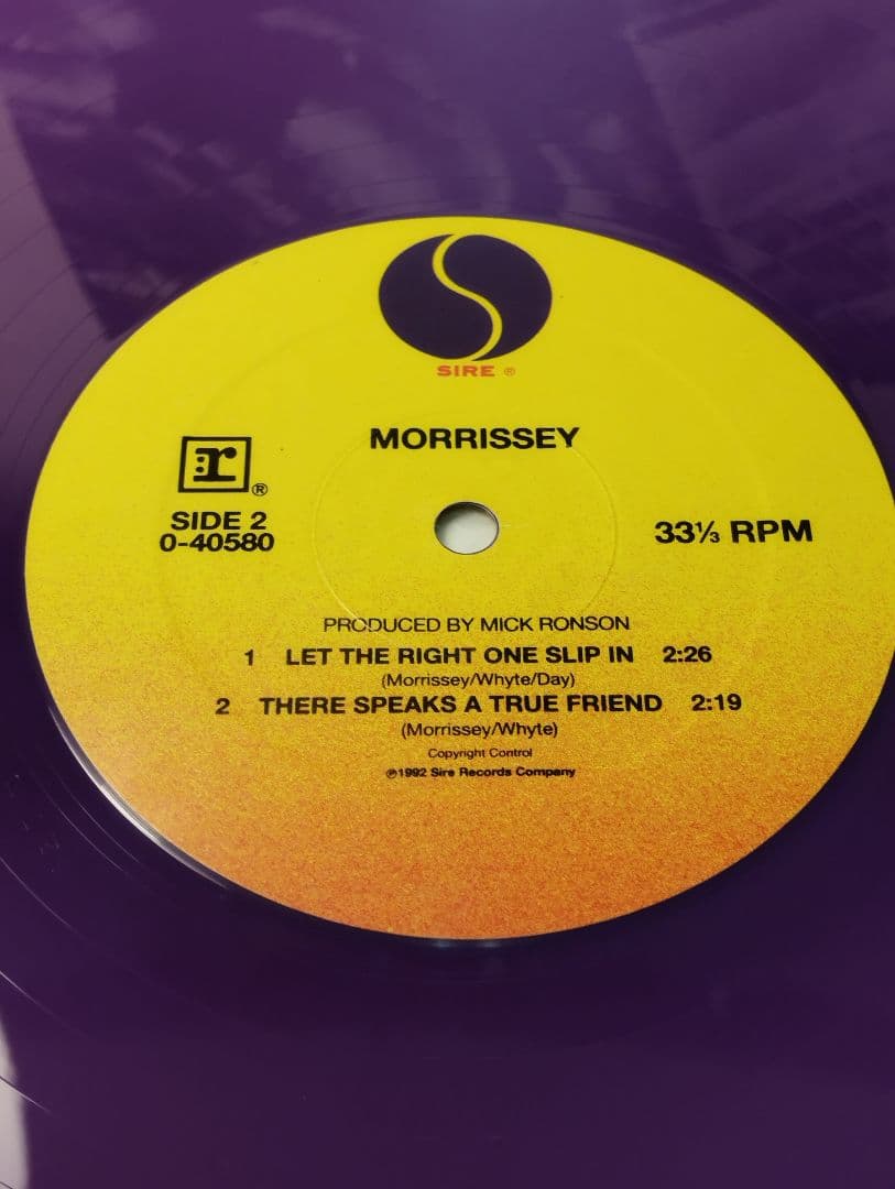 MORRISSEY TOMORROW US盤12インチ カラービニール 美品