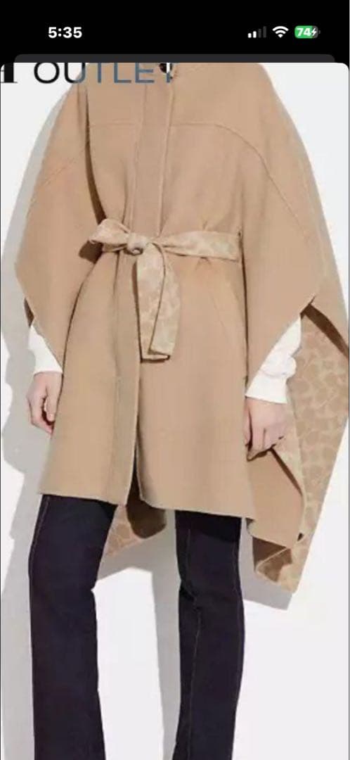 『美品』COACH コーチ　カシミヤか混ダブルフェイス　 ケープポンチョ コート