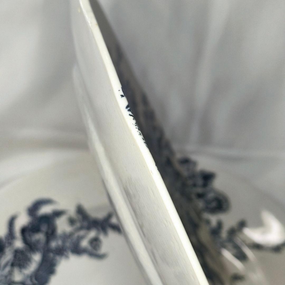 日本皇室陶器(在銘)25.5cm染付皿2枚 明治骨董 コレクター放出 古美術品