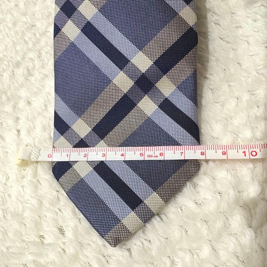 美品✨ BURBERRY BLACK LABEL シルク ネクタイ 総柄 ブルー