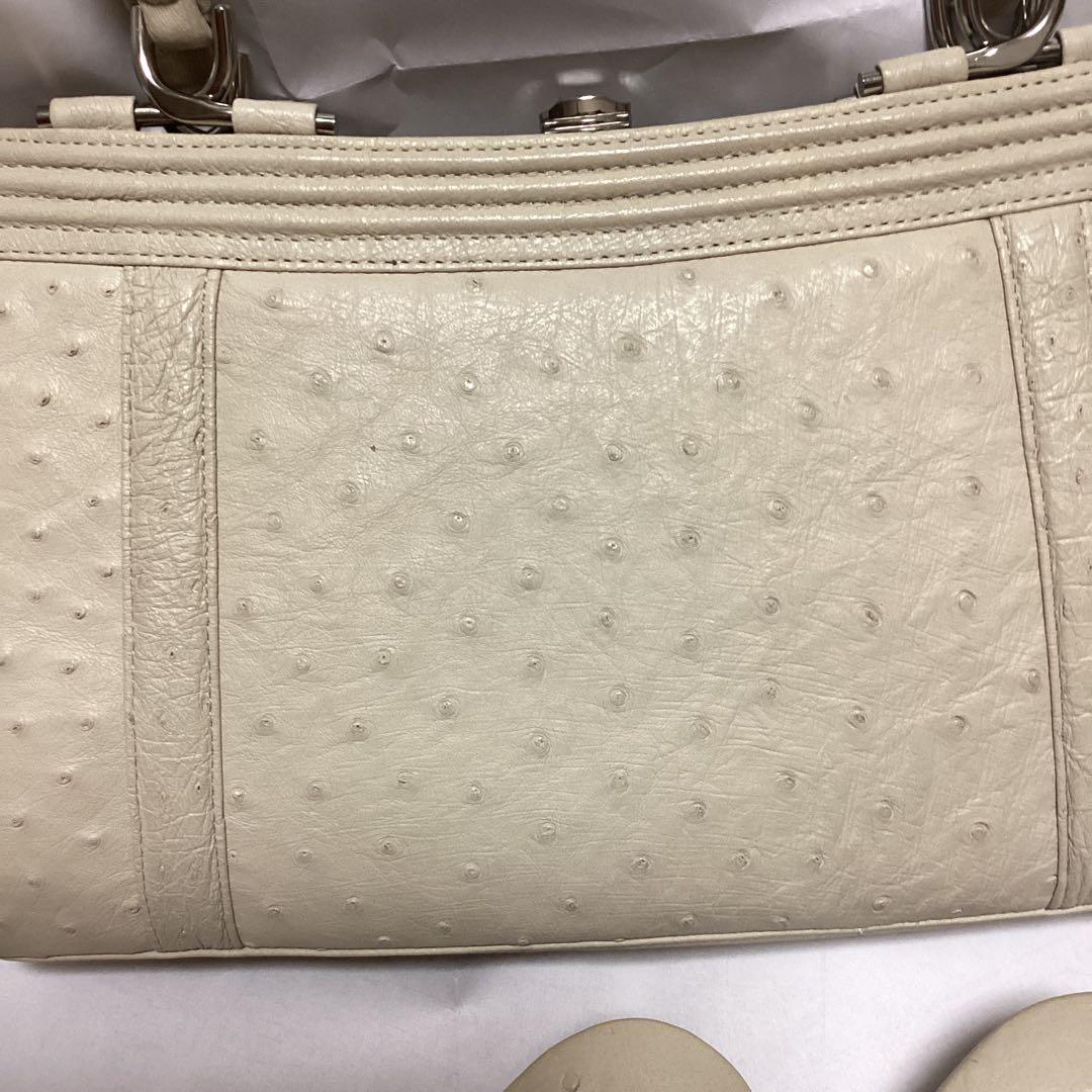 オーストリッチレザー ハンドバッグ　和装草履とバックのセット小銭入れ財布付き