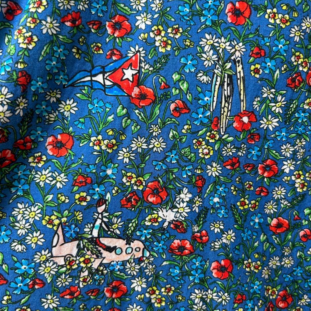 美品✨Tsumori Chisato 花柄五分袖シャツワンピース　ブルー　花柄