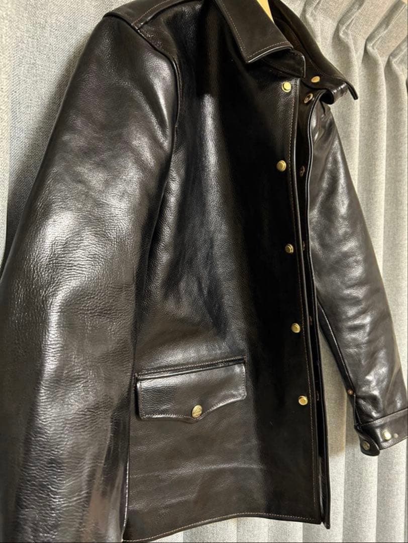 BOMU LEATHER　カーコート　ホースハイド　茶芯　革ジャンXXL(XL)
