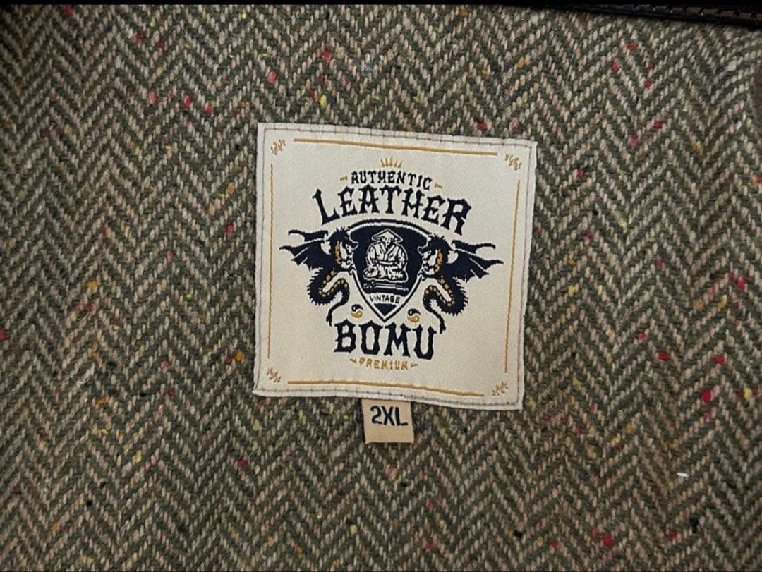 BOMU LEATHER　カーコート　ホースハイド　茶芯　革ジャンXXL(XL)