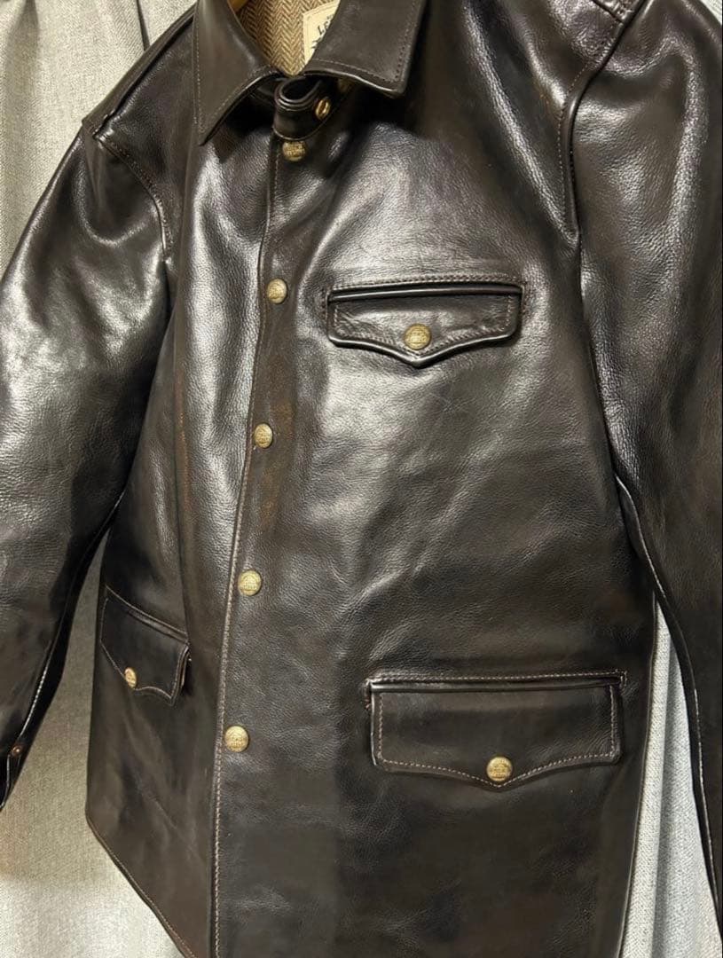 BOMU LEATHER　カーコート　ホースハイド　茶芯　革ジャンXXL(XL)