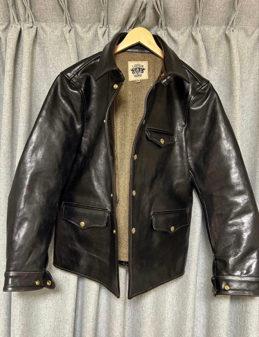 BOMU LEATHER　カーコート　ホースハイド　茶芯　革ジャンXXL(XL)