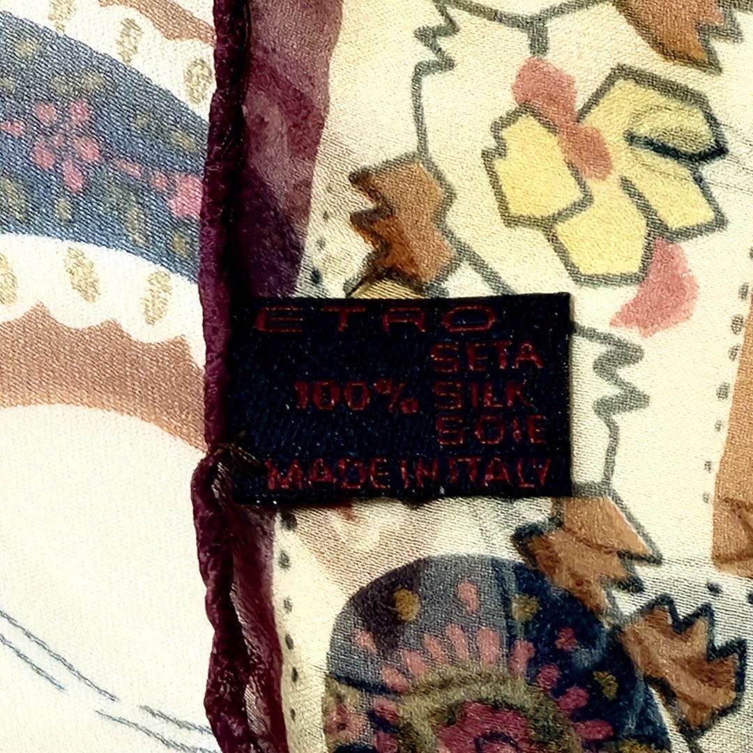ETRO エトロ スカーフ 大判 シフォン ペイズリー柄 シルク パープル