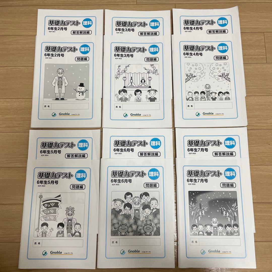 グノーブル☆基礎力テスト 理解 6年生 全12冊　2024年2月〜2025年1月