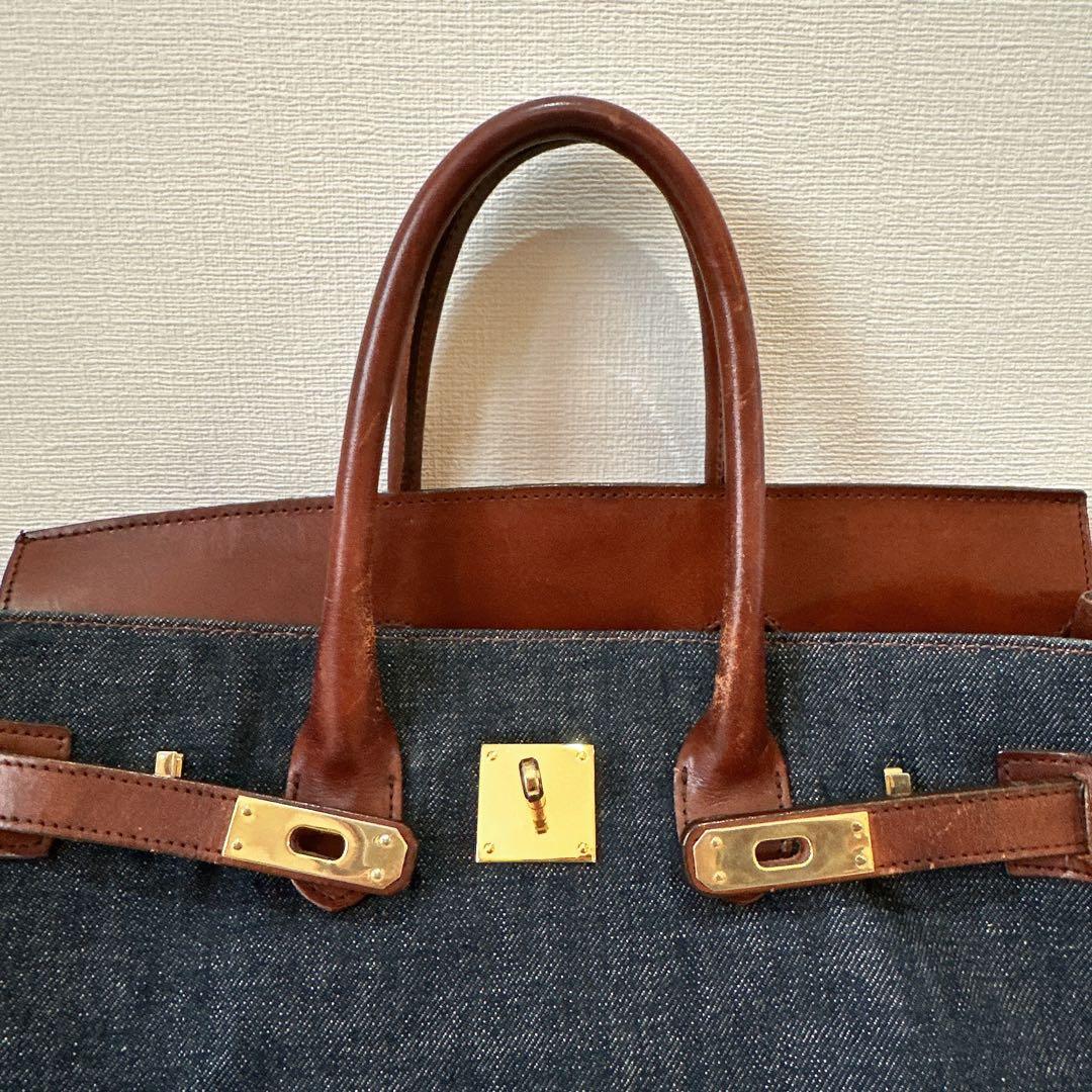 【希少レア】 EVISU エビス レザー デニム バッグ エビス 廃盤