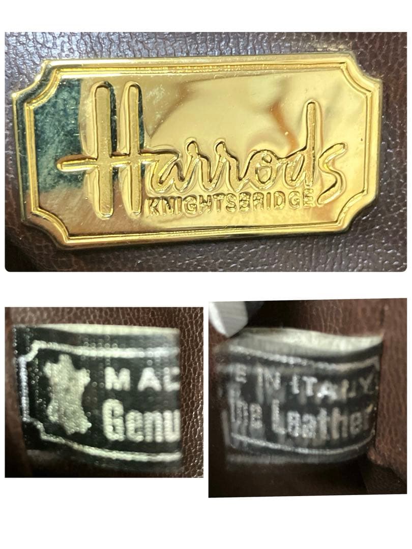 Harrods トートバッグ　クロコ　本革　イタリア製　肩掛け　ビジネス　大容量