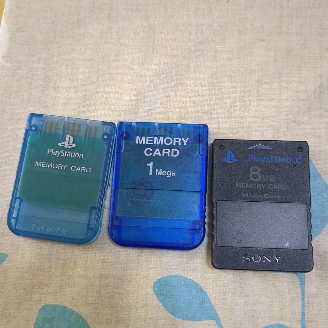 プレステ2本体、コントローラ、メモリーカード3枚