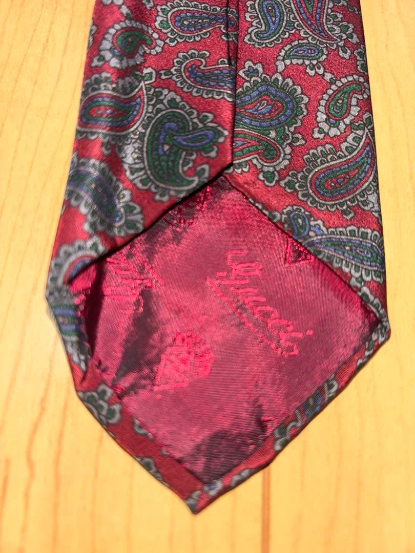 【超美品】GUCCI ペイズリー柄 シルクネクタイ ワインレッド レッド