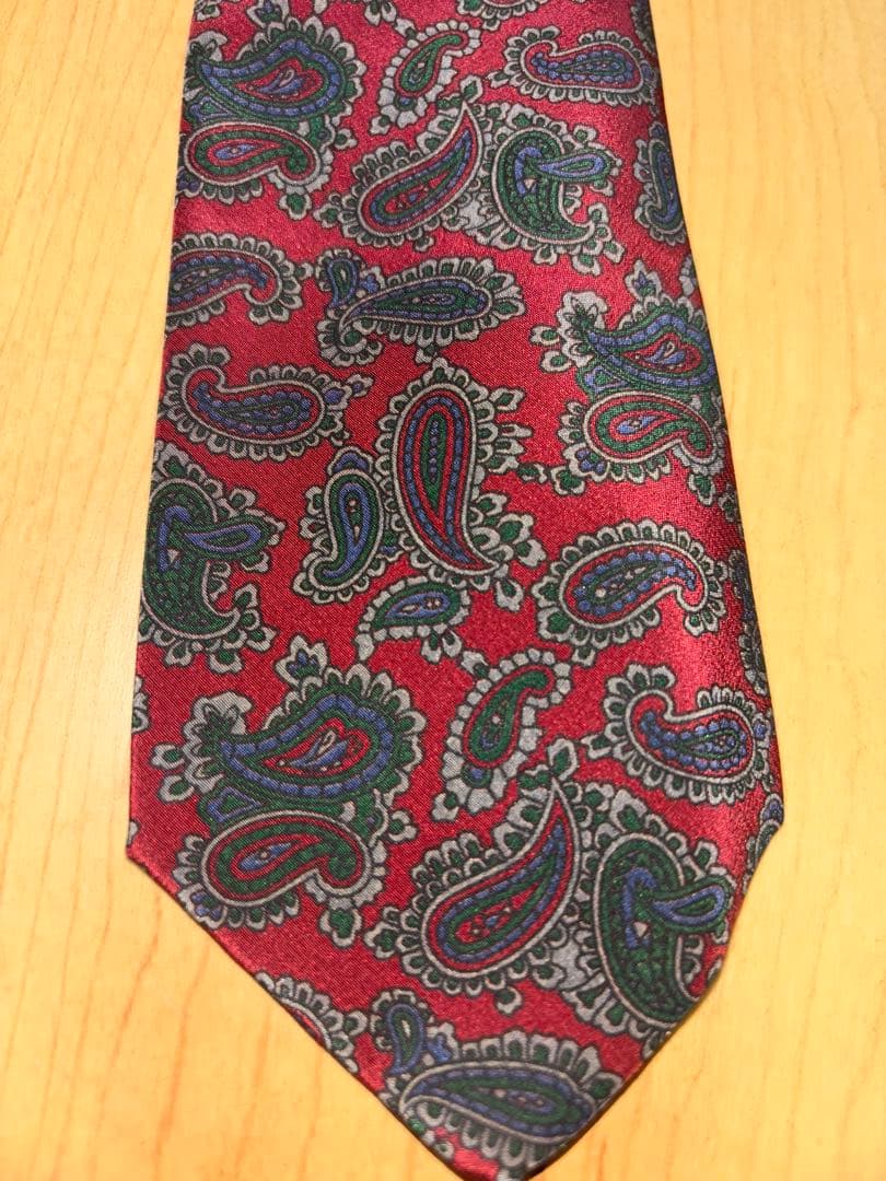【超美品】GUCCI ペイズリー柄 シルクネクタイ ワインレッド レッド