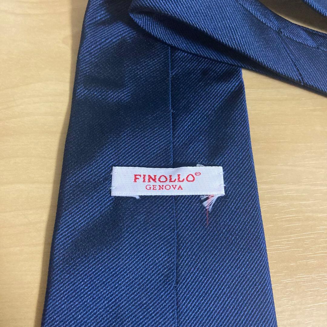 FINOLLO GENOVA ネイビーソリッド ネクタイ