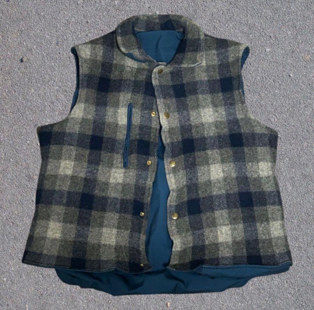 『好配色』Wool rich 70s USA製　リバーシブルダウンベスト