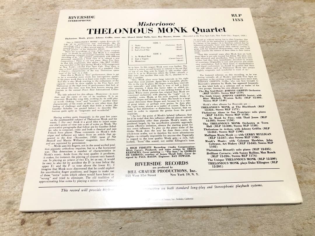 その他 Thelonious Monk Misterioso 45rpm 2LP