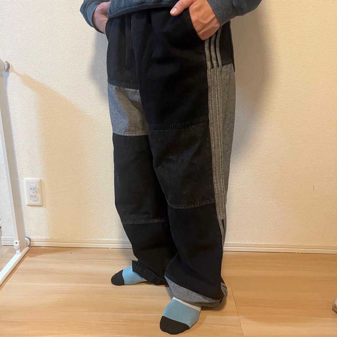 希少サイズ ✨極美品 アディダス パッチワークジーンズ デニム ワイドパンツ