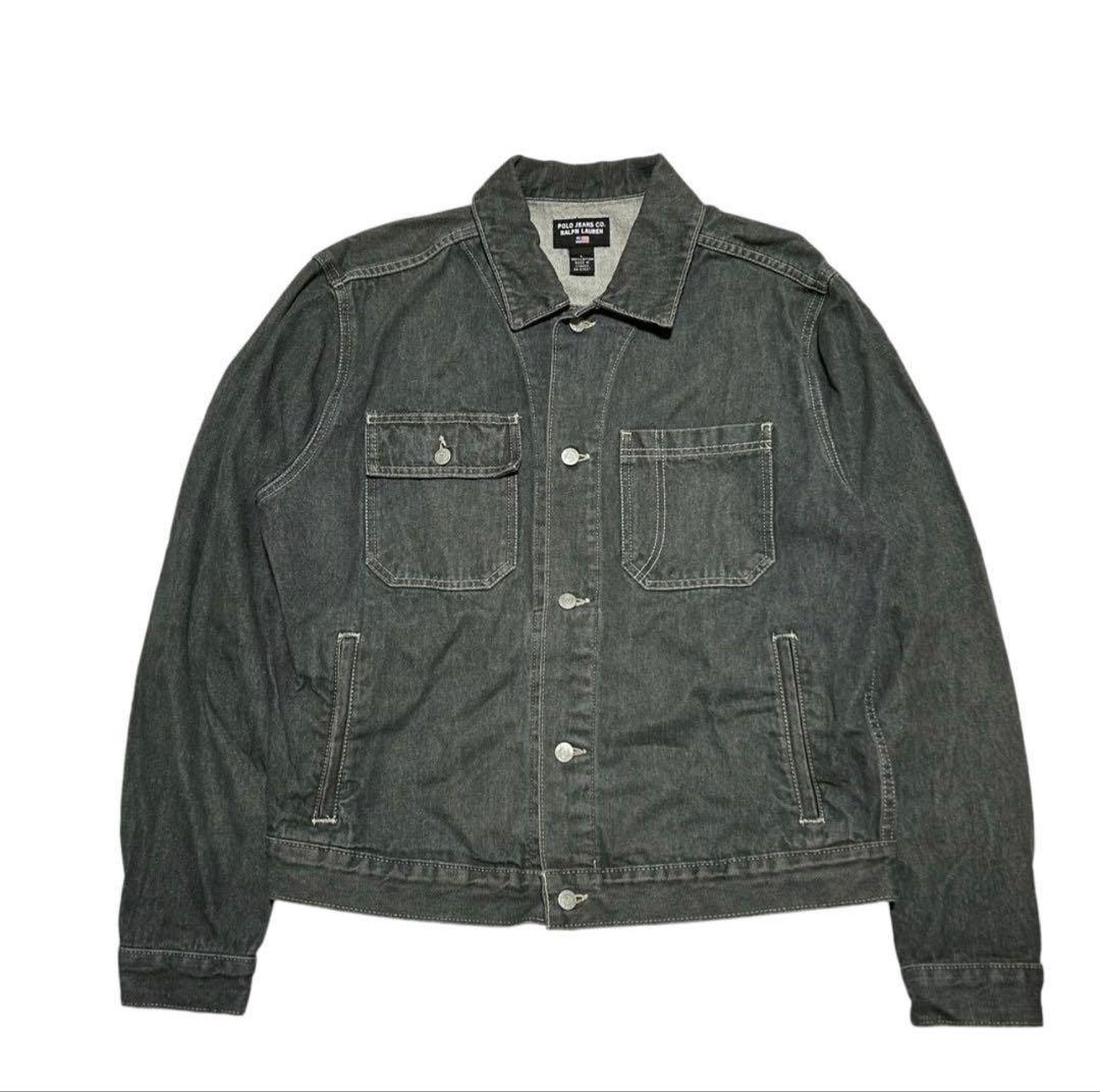 90s カナダ製　 POLO JEANS 先染めブラックデニムジャケット