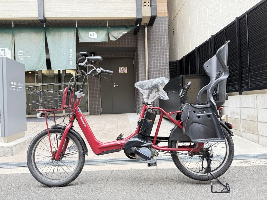 子供乗せ　パナソニック 電動アシスト自転車 赤 チャイルドシート付き