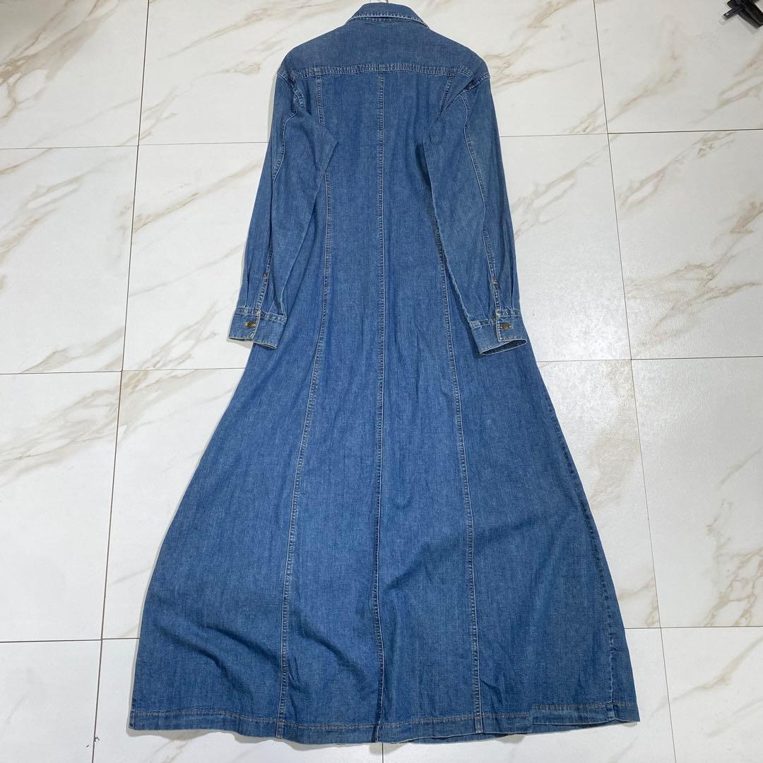 希少♡ローラアシュレイ デニム マキシ丈ロングワンピース Aライン インディゴ