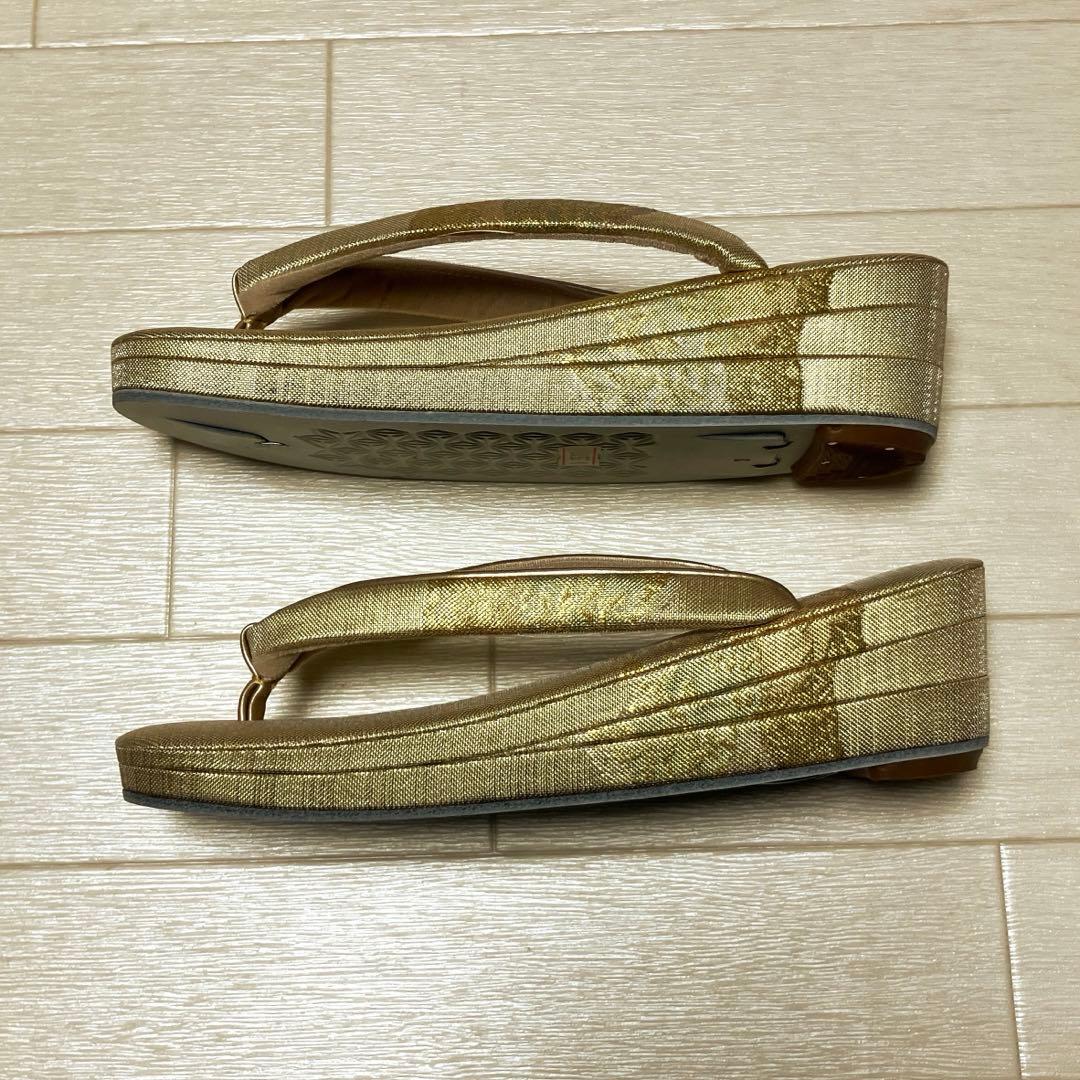 佐賀錦　草履バッグセット　正絹　本金箔入り　ゴールド
