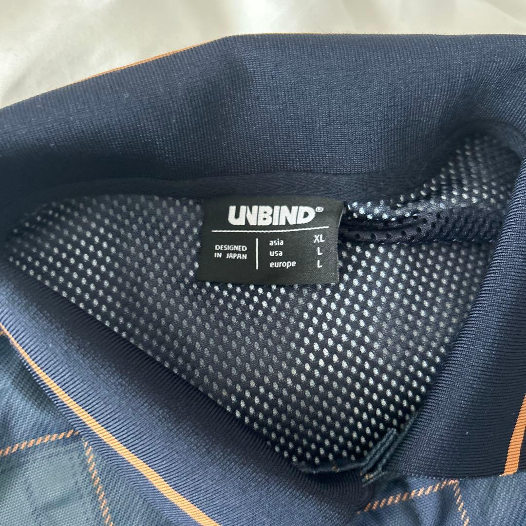UNBIND ネイビー チェック柄 ポロシャツ XL
