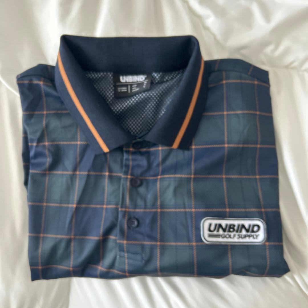 UNBIND ネイビー チェック柄 ポロシャツ XL