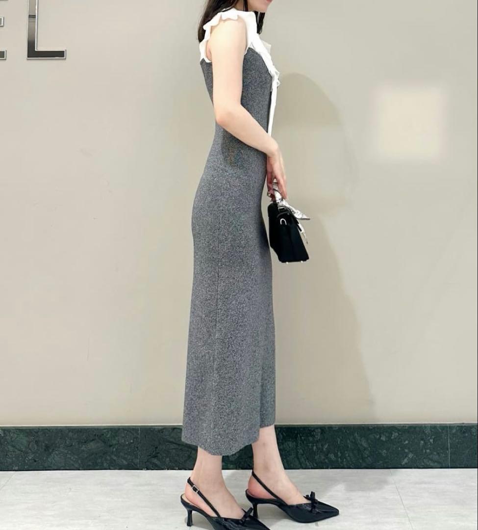 【美品】SNIDEL Sustainableフリルカラードッキングワンピース