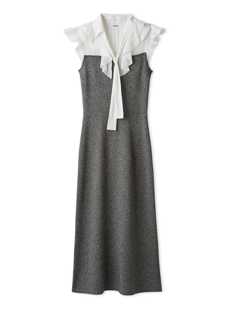 【美品】SNIDEL Sustainableフリルカラードッキングワンピース