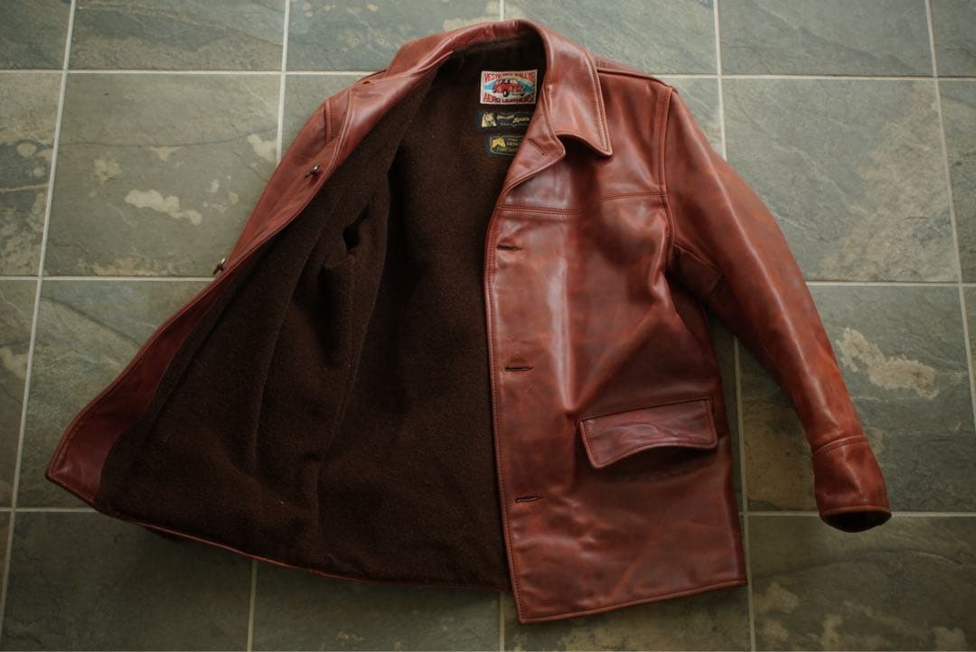 AERO LEATHER ホースハイド カーコート 38 メンズ アルパカ