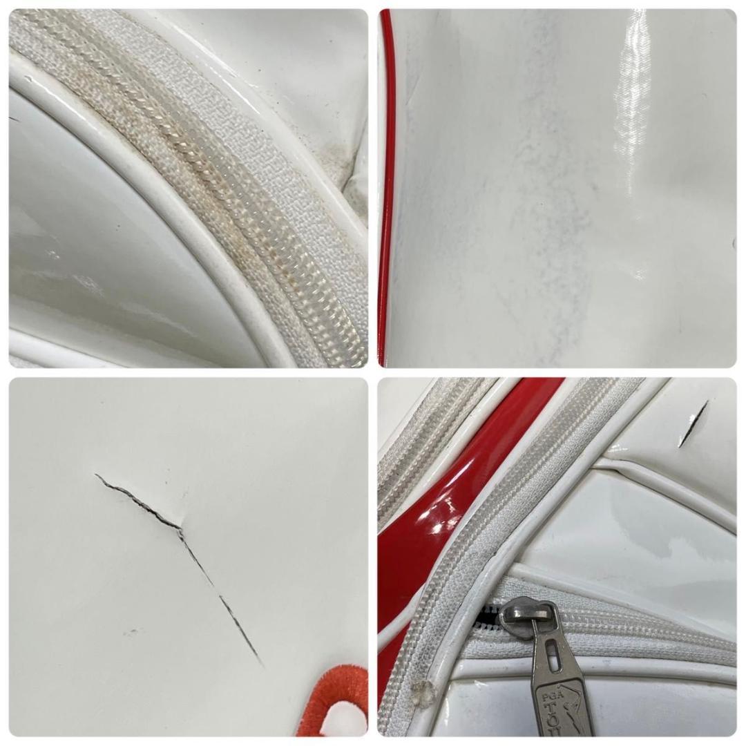 PGA TOUR キャディバッグ ゴルフバッグ エナメル 3点式 ホワイト 良品