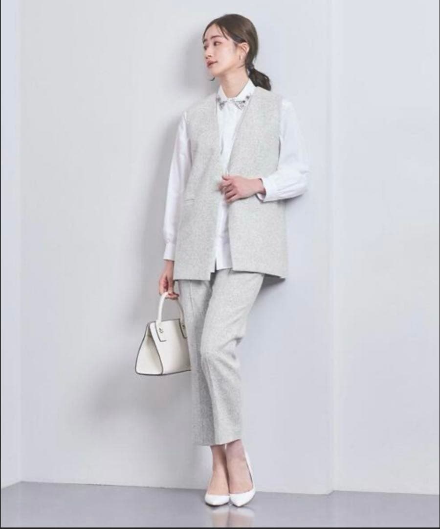 【極美品】 UNITED ARROWS ミックスツイードVネックミドルベストジレ