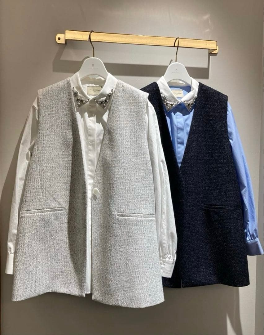 【極美品】 UNITED ARROWS ミックスツイードVネックミドルベストジレ