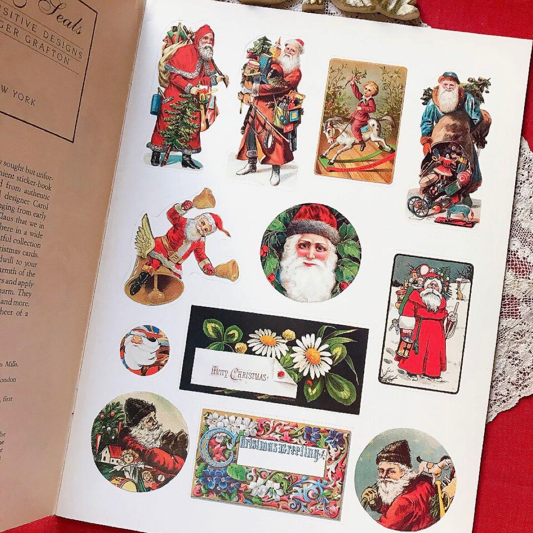 ヴィクトリアン洋書クリスマス紙モノセット♡少女 猫 クロモス ジャンクジャーナル