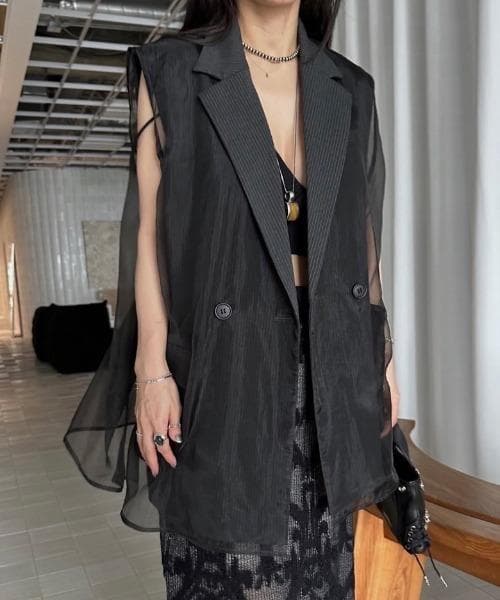 トップス Ameri MEDI SHEER DOCKING LADY LIKE VEST