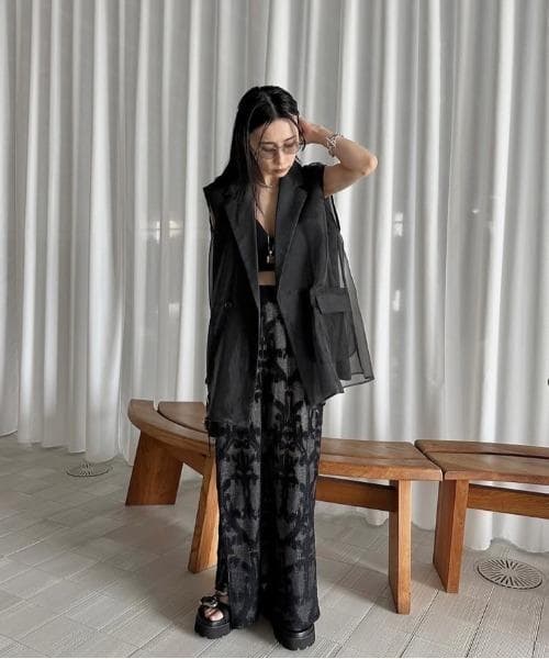 トップス Ameri MEDI SHEER DOCKING LADY LIKE VEST