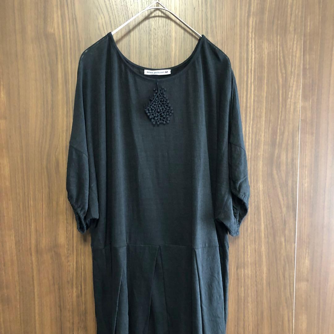 ほぼ未使用 mina perhonen ミナペルホネン リネン ロングワンピース