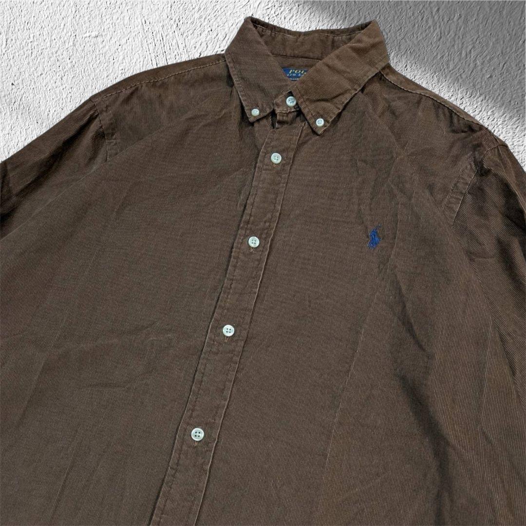 POLO ポロラルフローレン コーデュロイ シャツ ポニー 刺繍 大きめ XL