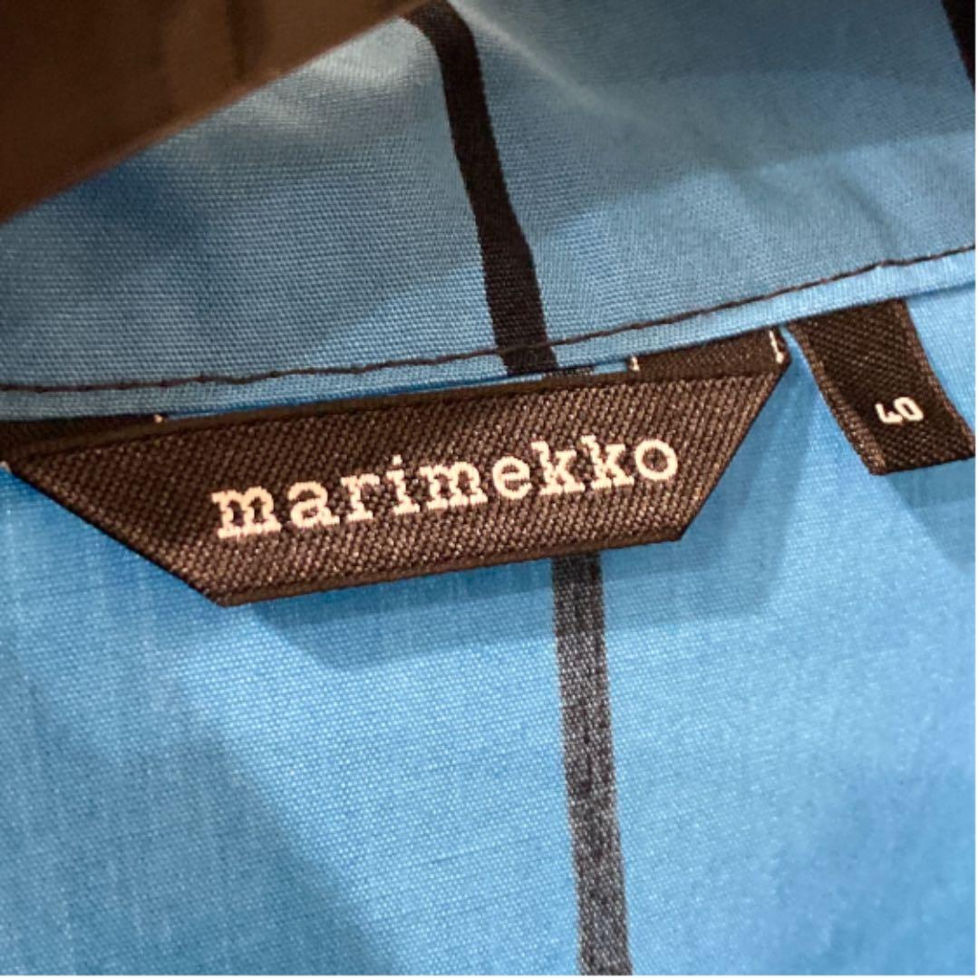 A*u様 ★ ★マリメッコ シャツ ワンピース ブルー ストライプ