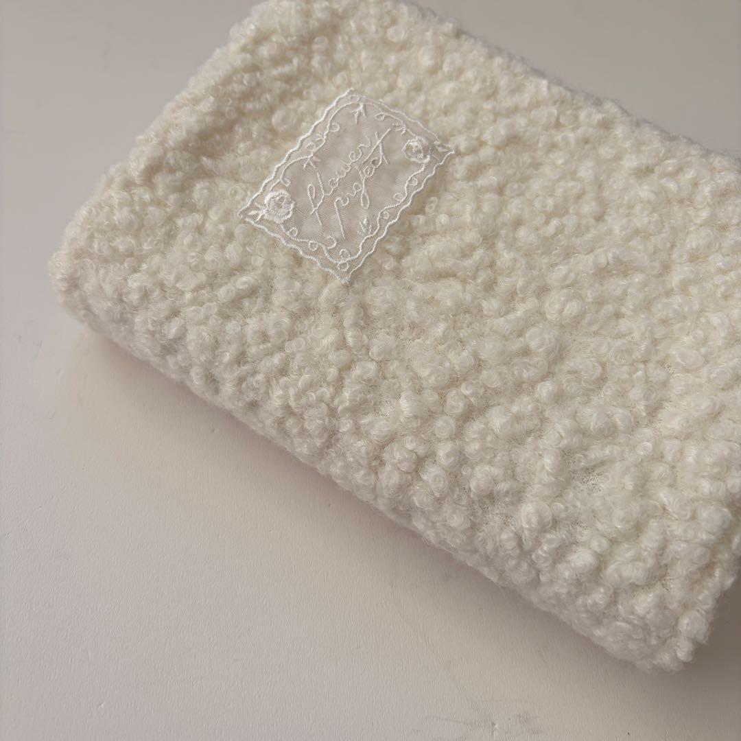 【SALE1点のみ】バインダーカバー　ホワイト　もこもこ　A6 バインダー付