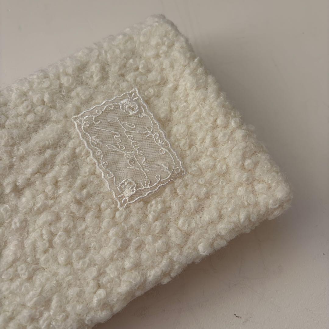 【SALE1点のみ】バインダーカバー　ホワイト　もこもこ　A6 バインダー付