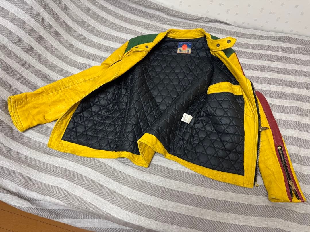 超希少 blackmeans 激渋ヤレ加工 ライダース イエロー Lサイズ 美品