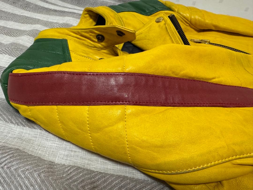 超希少 blackmeans 激渋ヤレ加工 ライダース イエロー Lサイズ 美品